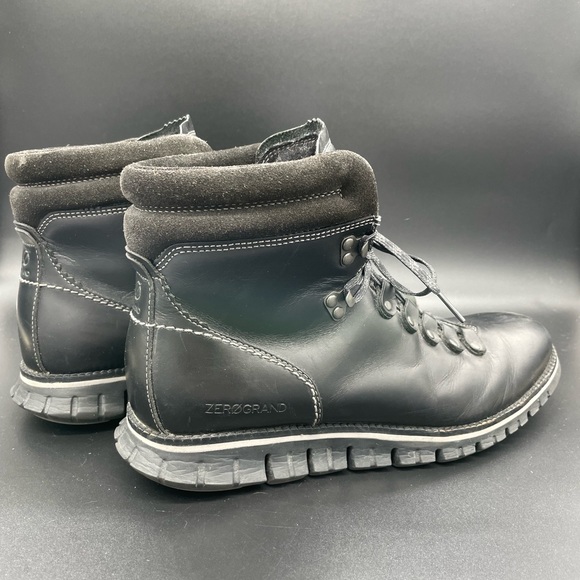 Men’s Cole Haan ZeroGrand Black Leather Waterproof Hiking Boots Size 10 - Picture 4 of 5
